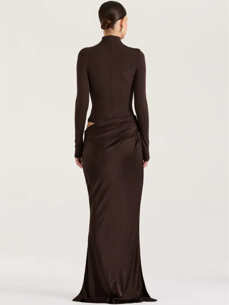 Robe satin manches longues