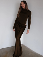 Robe satin manches longues