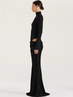 Robe satin manches longues