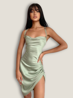Sage green satin dress