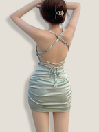 Sage green satin dress