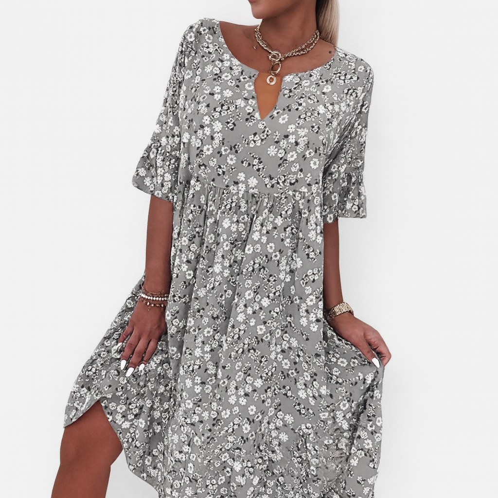 Robe à imprimé floral pour femme - Coupe mi-longue