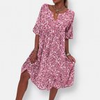 Robe à imprimé floral pour femme - Coupe mi-longue