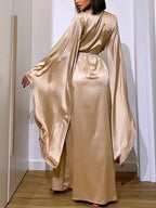 Robe de chambre kimono satin rouge