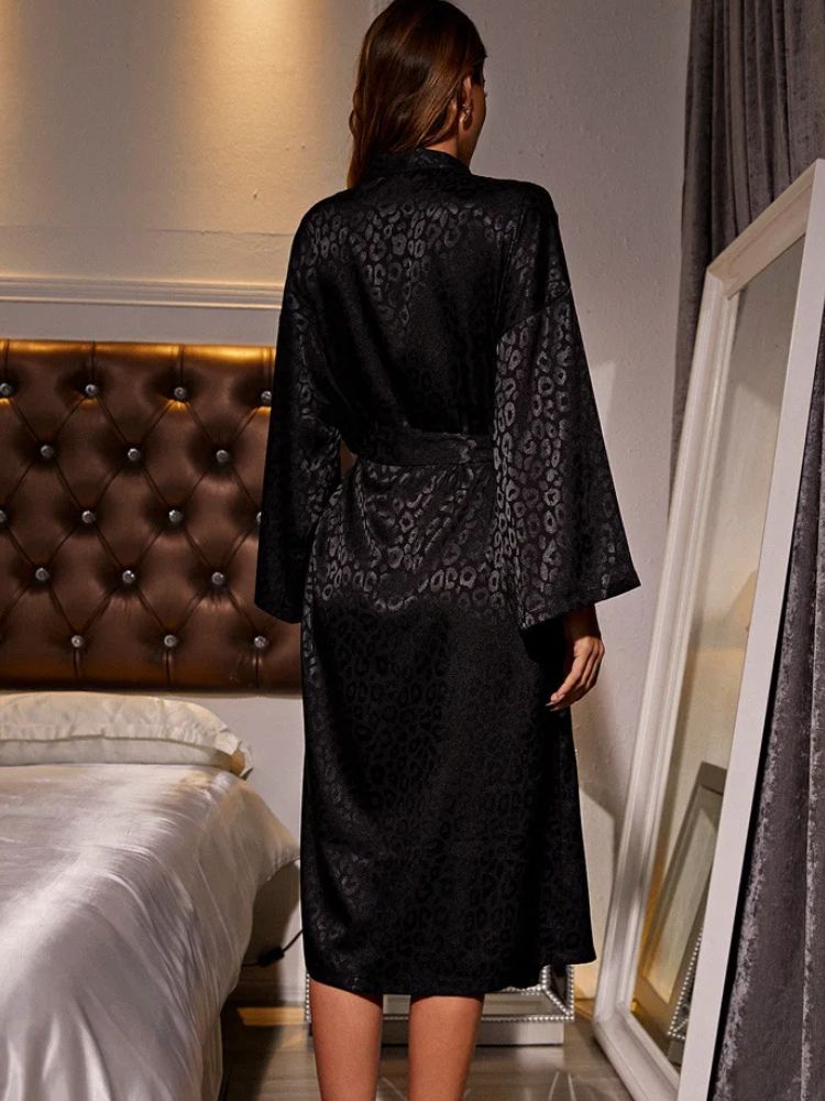 Robe de chambre femme satin noir