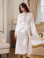 Robe de chambre longue noir en satin
