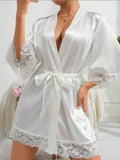 Satin lace dressing gown