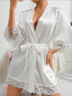 Satin lace dressing gown