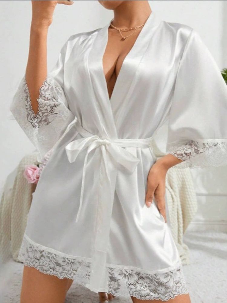 Satin lace dressing gown