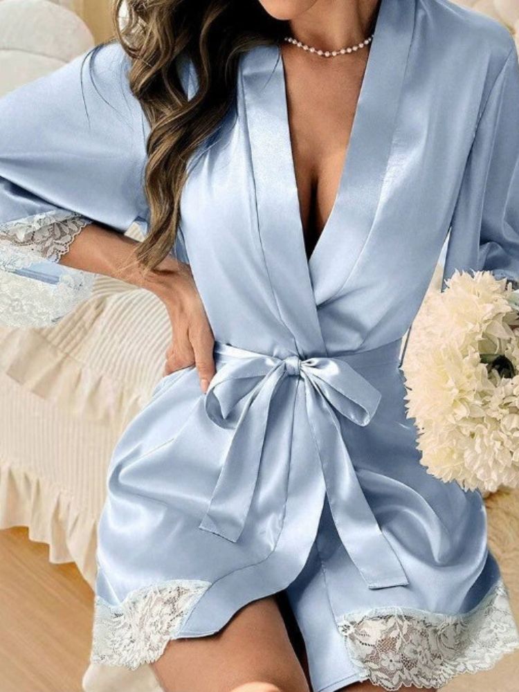 Satin lace dressing gown