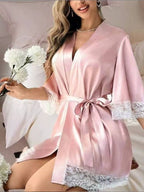 Satin lace dressing gown