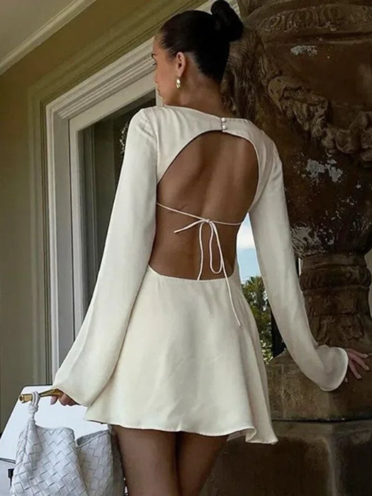 Short satin evening dress