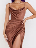Brown satin dress