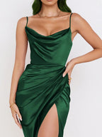 Brown satin dress