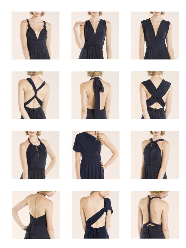 Robe longue en satin transformable