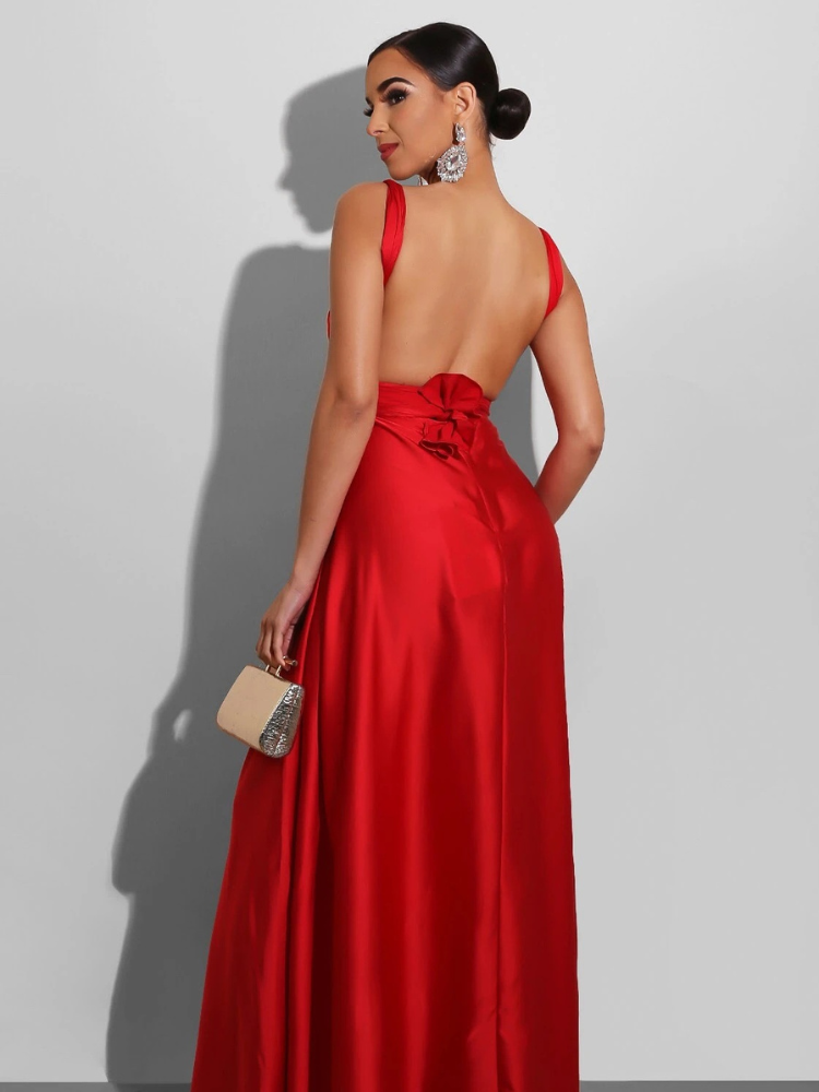 Robe longue en satin transformable