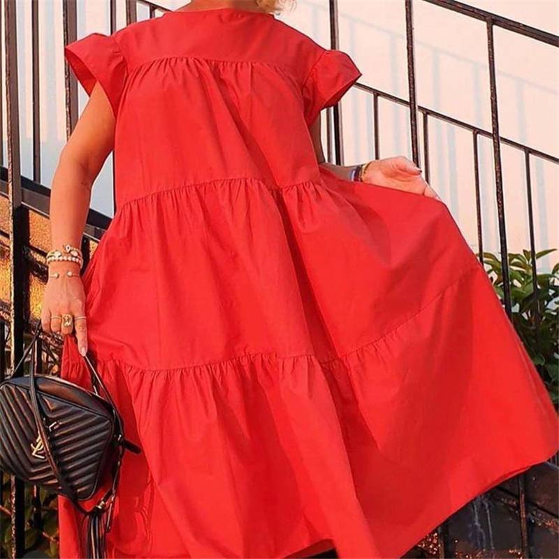 Robes AMPLE à volants de couleur unie
