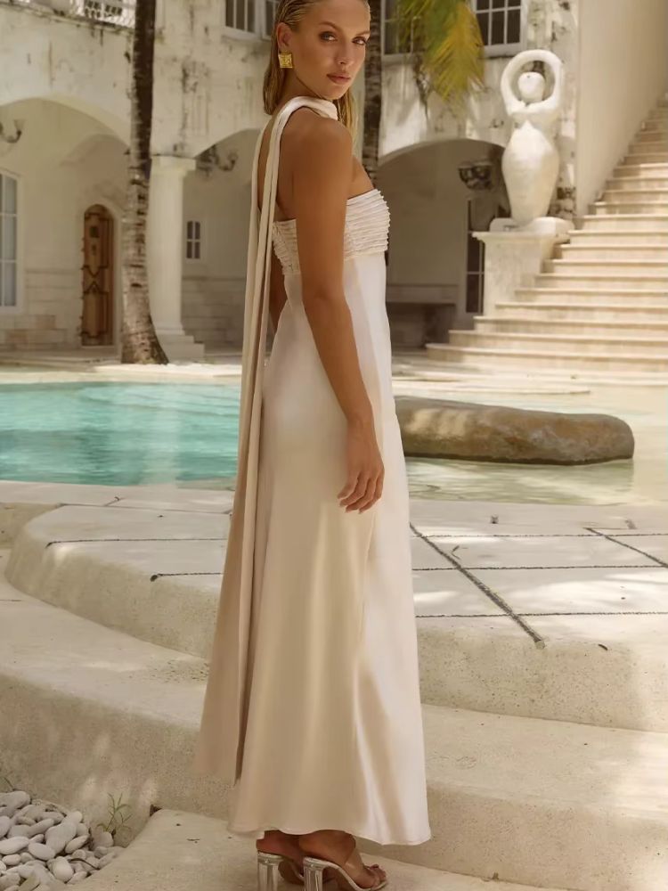 Backless satin dress