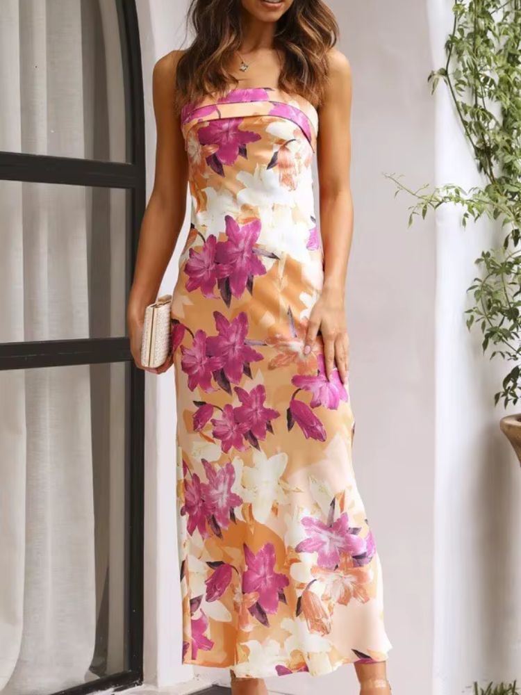 Robe satin fleurie