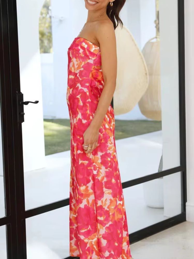 Robe satin fleurie