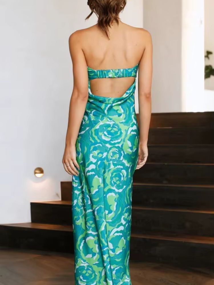 Robe satin fleurie