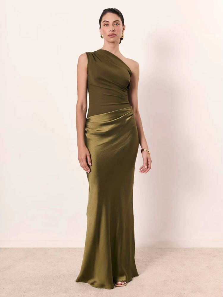 Satin guest wedding dress
