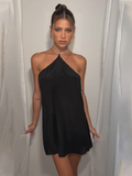 Robe satin noir courte