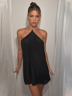 Robe satin noir courte