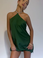 Robe satin noir courte