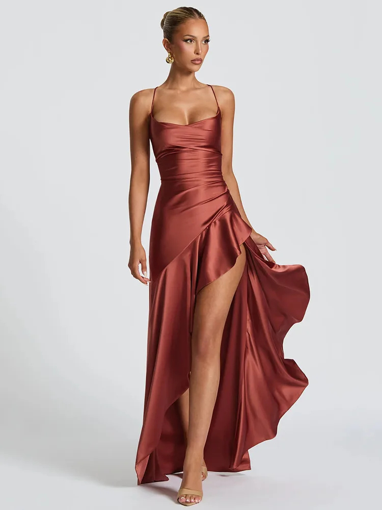 Robe satin terracotta