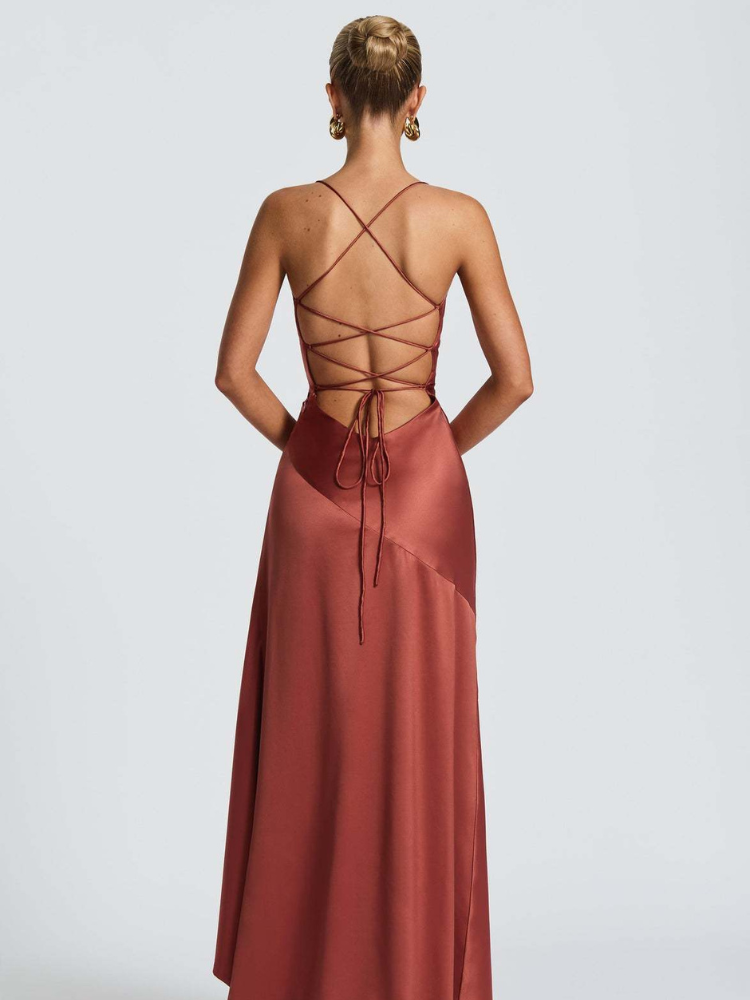 Robe satin terracotta