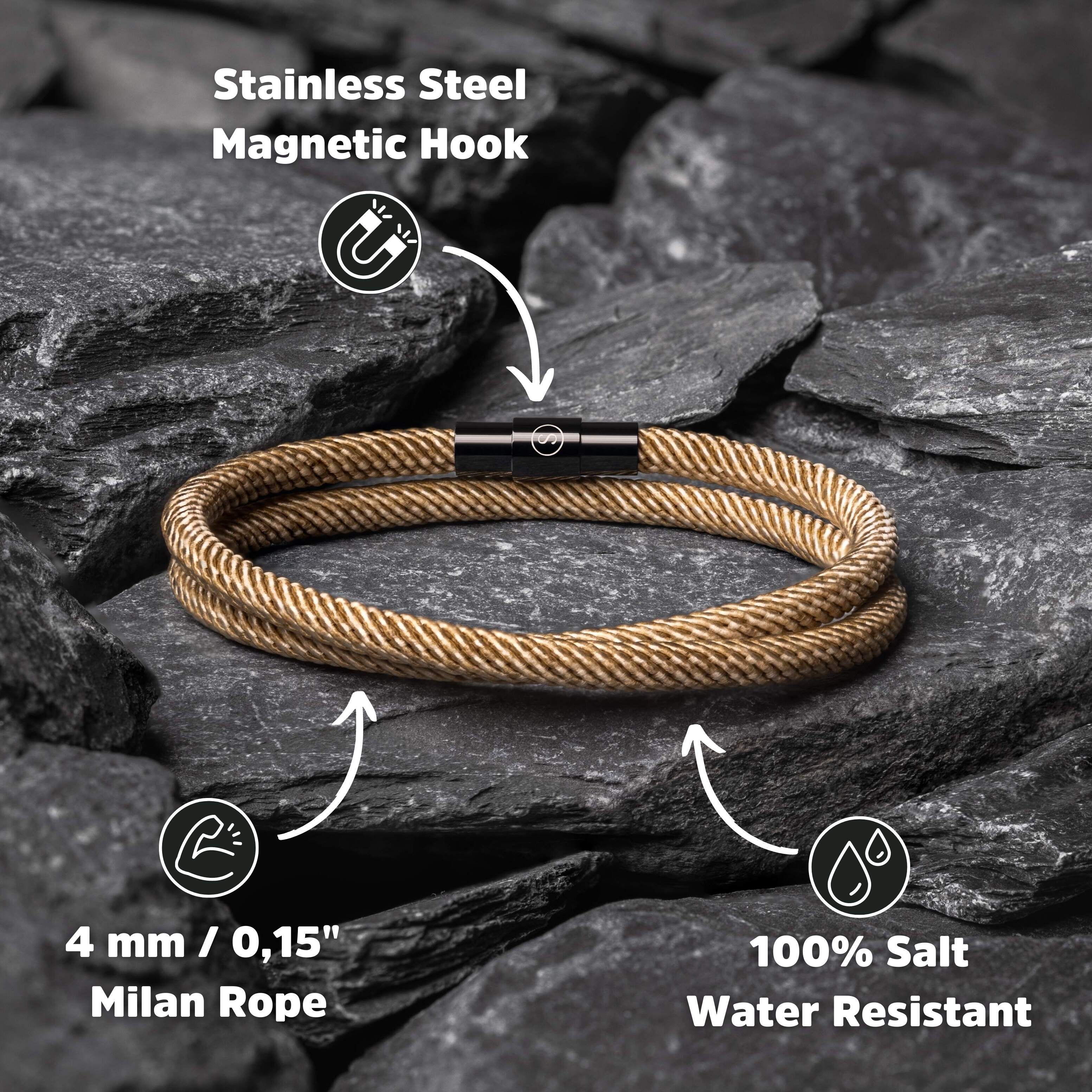 Ara - Milanese Cord Magnetic Bracelet - Brown Edition