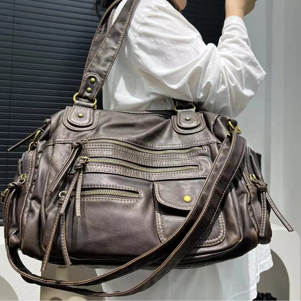LILIA - Sac à Main en Cuir Vintage Multi-poches