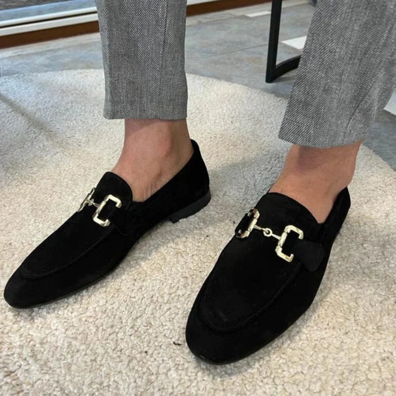 Nero - Mocassins en daim avec boucle en métal pour l'automne