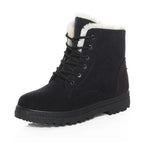 Bottes d'hiver pour femmes doublées de laine polaire - Bottines à lacets chaudes