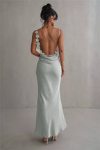 Robe longue satin rouge demoiselle d'honneur