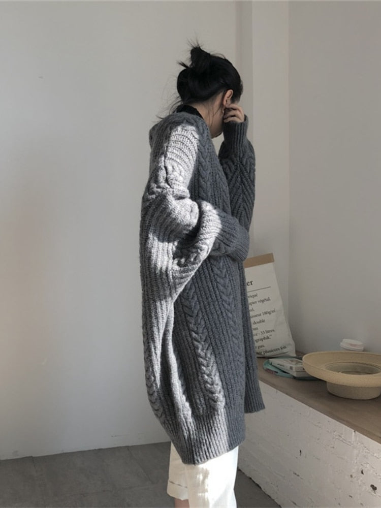 Comfortable Long Wool Women's Cardigan