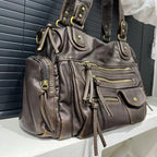 LILIA - Sac à Main en Cuir Vintage Multi-poches