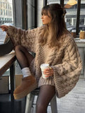 Pull oversize en maille torsadée pour femme | Pull d'hiver chaud et confortable