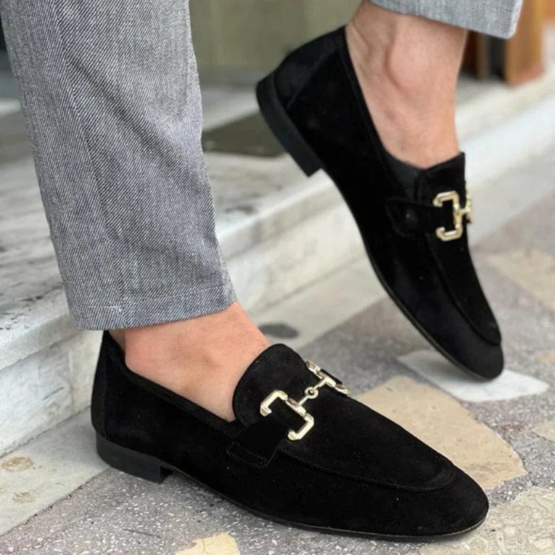 Nero - Mocassins en daim avec boucle en métal pour l'automne
