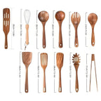 Set d'ustensiles de cuisine EcoWood en bois avec 11 pièces