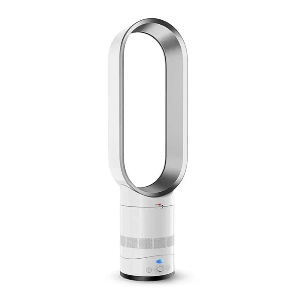 Ventilateur sans pales blanc moderne, design ovale élégant, technologie avancée, idéal pour rafraîchir les espaces intérieurs avec efficacité.
