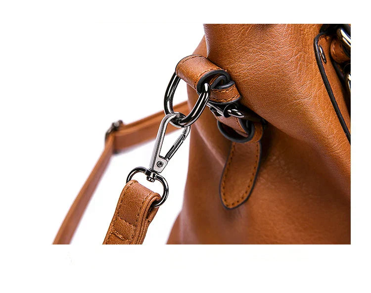 ERATO - Sac à main vintage en cuir souple de grande capacité avec bandoulière
