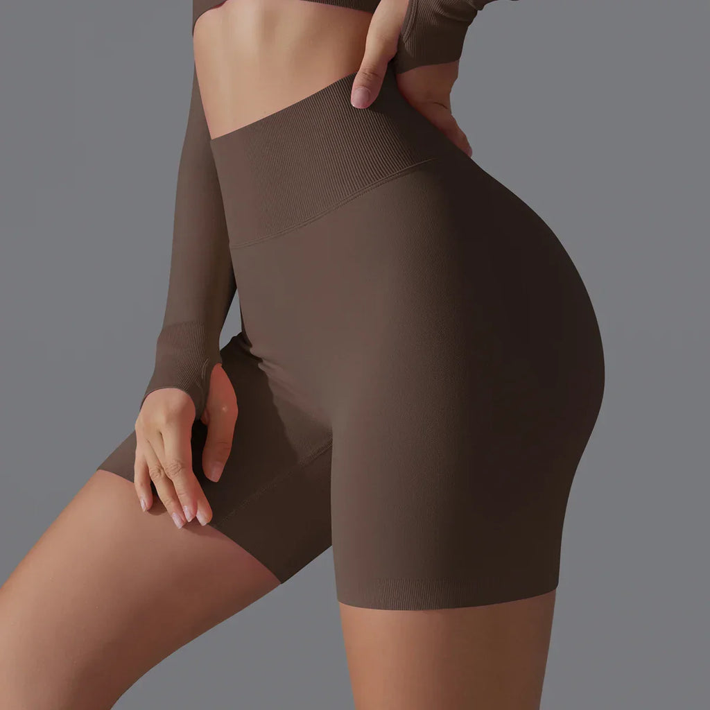 Leonida - Short d'entraînement sans couture avec taille haute pour femmes
