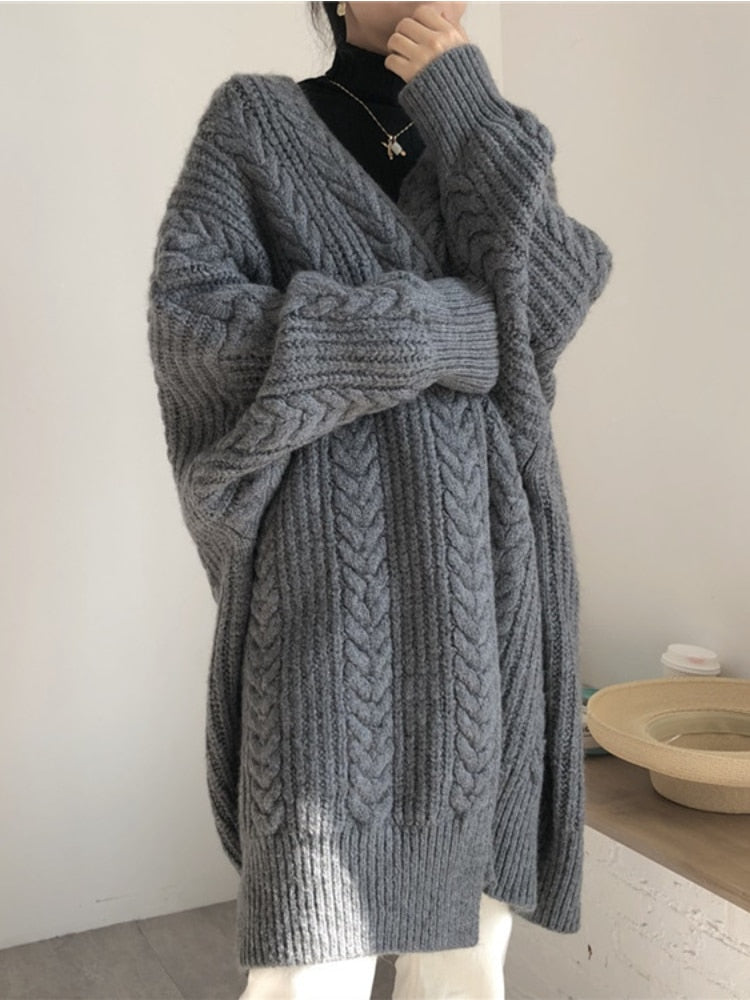 Comfortable Long Wool Women's Cardigan