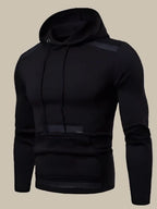 Sweat à capuche noir pour homme, manches longues, design moderne, tissu confortable, idéal pour sport et loisirs. Mode masculine tendance.