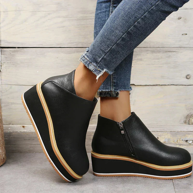 Bottines zippées à plateau pour femmes