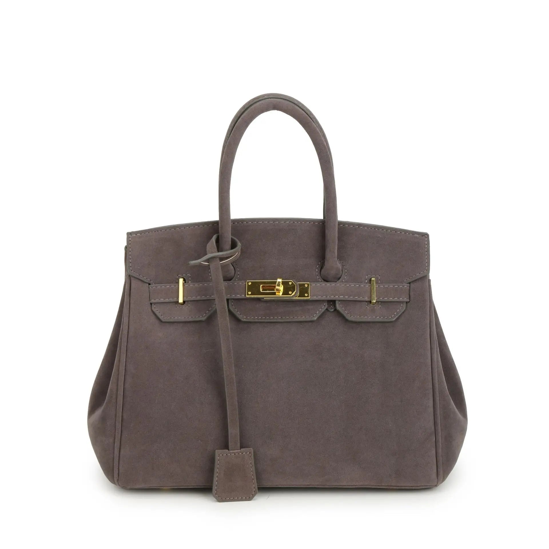 Sac à bandoulière Kelly en daim avec quincaillerie dorée