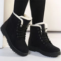 Bottes d'hiver pour femmes doublées de laine polaire - Bottines à lacets chaudes