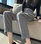 Tweed - High-waisted wool pencil trousers